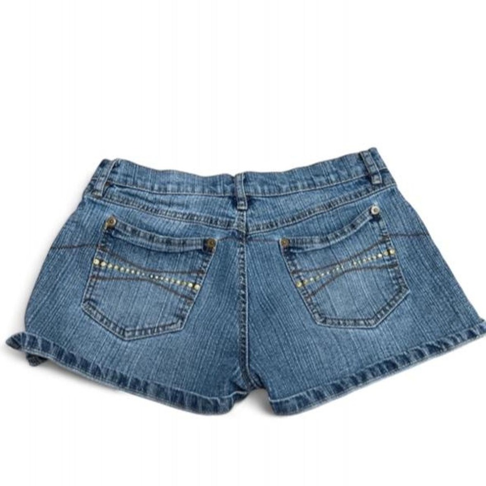 GLO Jeans Vintage Y2K Micro Mini Denim Shorts Low Rise Studded Blue Womens 5